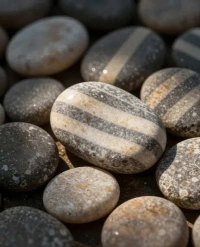 Striped Pebble with Warm Spotlight - Natural - AI generated image