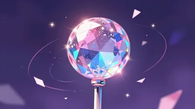 Faceted Crystal Lollipop Spinning in Purple Gradient - Food - AI generated image