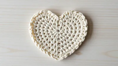 Crochet Heart-Shaped Coaster Handcrafted in Creamy White Yarn - Crafts - AI generated image