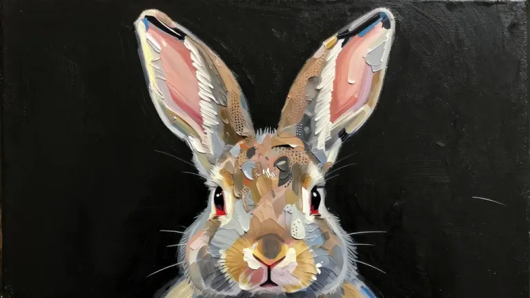 Rabbit's Face Collage with Soft Pastels - Animal - AI generated image