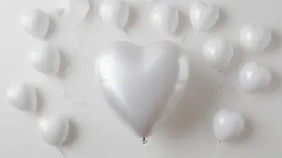 White Balloons Floating Heart-Shaped - Event - AI generated image
