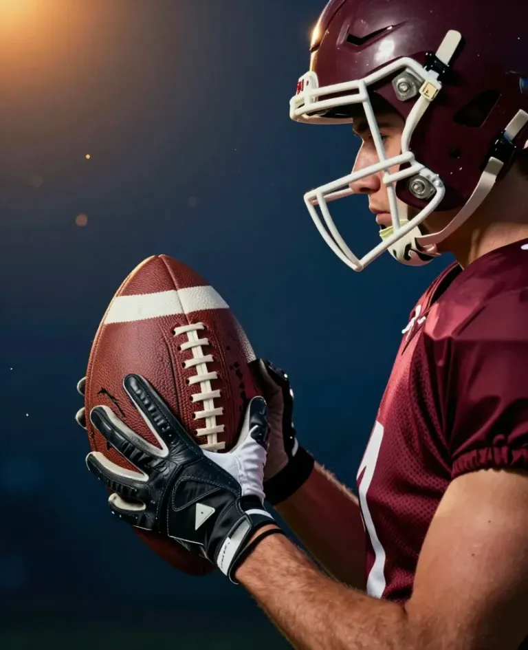 Maroon Football Player Preparing to Catch - Athlete - AI generated image