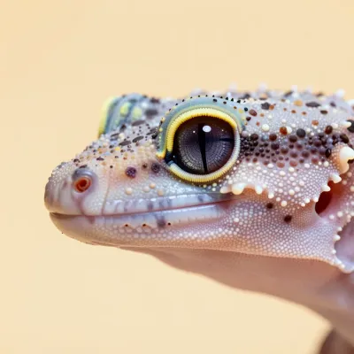 Albino Gecko Close-Up with Glossy Scales - Wildlife - AI generated image