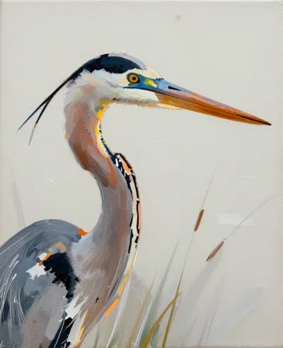 Great Blue Heron Profile in Soft Light - Wildlife - AI generated image