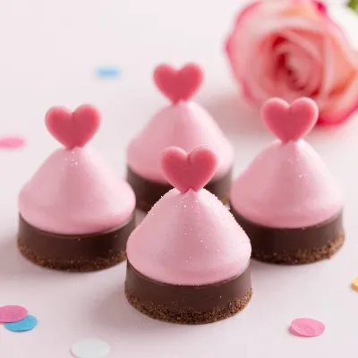 Petit Fours with Pink Hearts Festive - Food - AI generated image