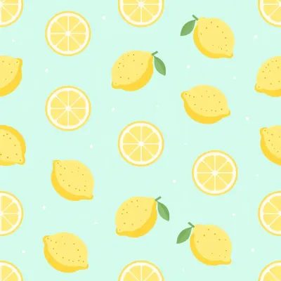 Lemon Slices and Whole Lemons Tossed in Pastel Turquoise - Food - AI generated image
