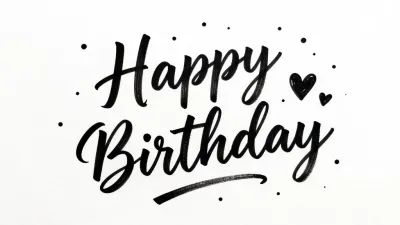 Happy Birthday Script in Black Ink - Typography - AI generated image