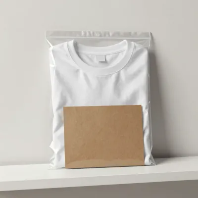 Folded White T-Shirt in Clear Plastic Bag - Fashion - AI generated image
