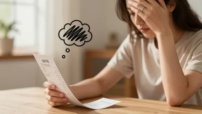 Woman with Receipt in Budget Stress - People - AI generated image
