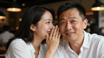 Couple Whispering Intimate Moment in Café - People - AI generated image