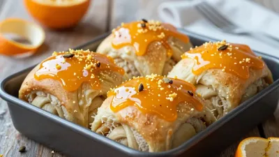 Orange Cardamom Buns with Caramel Sauce - Food - AI generated image
