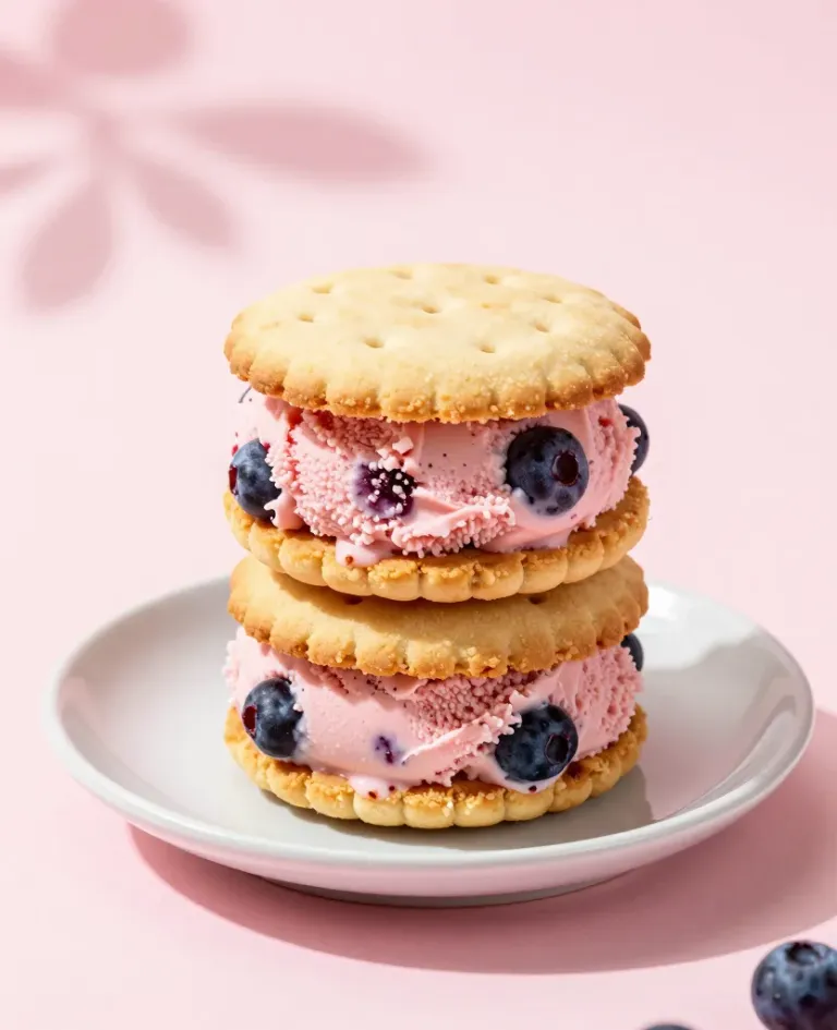 Berry Ice Cream Sandwich with Graham Crackers - Food - AI generated image