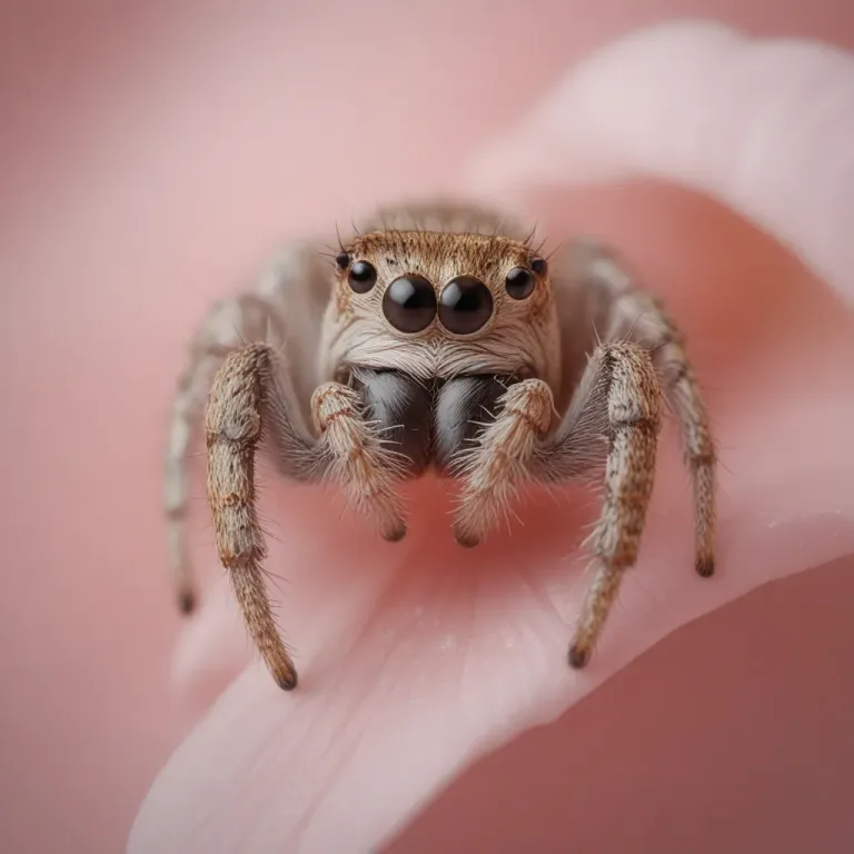 Spider Perched on Finger with Large Eyes - Wildlife - AI generated image