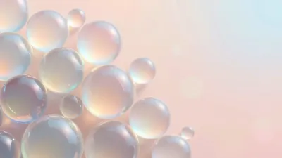 Pearlescent Spheres Clustered in Soft Pastel Light - Abstract - AI generated image