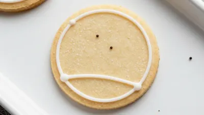 Sugar Cookie with White Icing Lines - Food - AI generated image