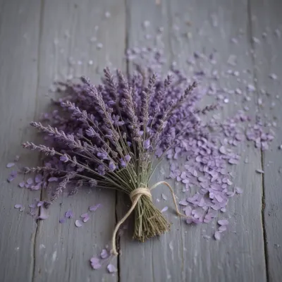 Dried Lavender Bundle Tied with String - Flowers - AI generated image