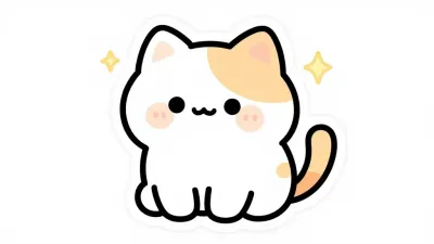 Kawaii Cat Sticker with Soft Fur - Stickers - AI generated image