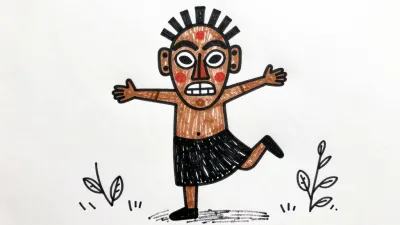 Mask Dancer with Outstretched Arms in Jungle - Art - AI generated image