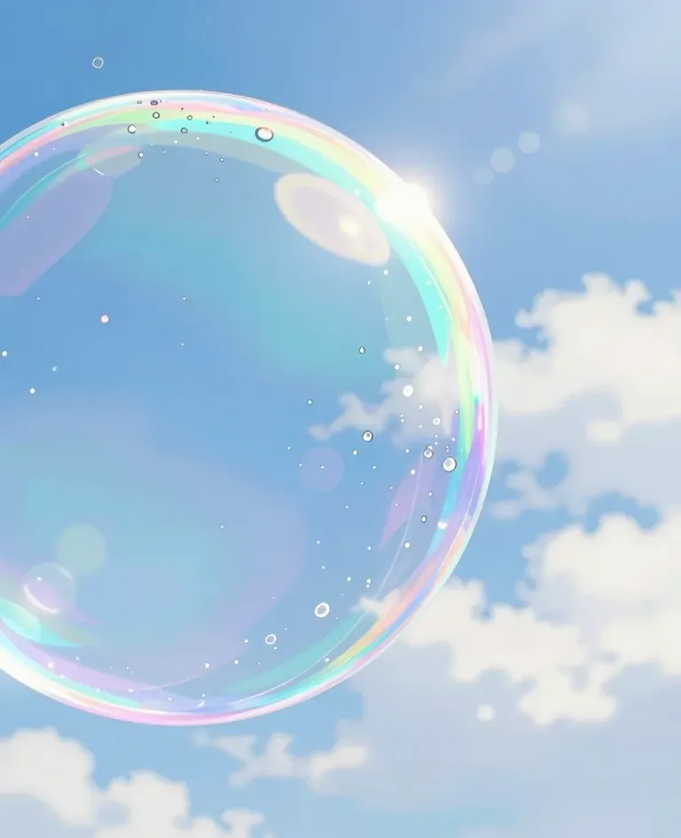 Crystal-clear Soap Bubble Floating in Sunlit Sky - Nature - AI generated image