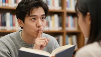 Young Man Quietly Reading in Library - Portrait - AI generated image