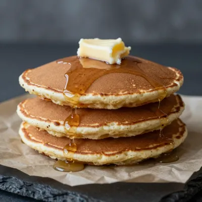 Golden Pancake Stack with Syrup and Butter - Food - AI generated image
