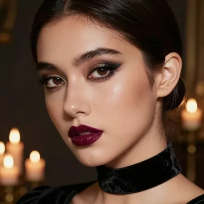 Glamorous Woman with Smoky Eyes in Velvet Top - People - AI generated image