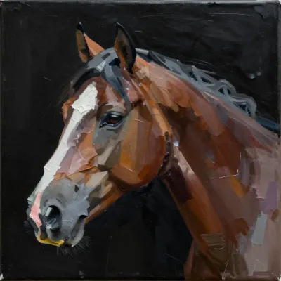 Impasto Horse Profile with Directional Light - Animal - AI generated image