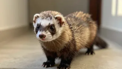 Ferret Stretching Front Paws - Animal - AI generated image