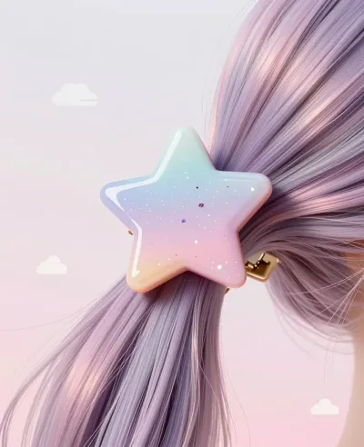 Pastel Star Hair Clip with Lavender Hair - Hair Accessories - AI generated image