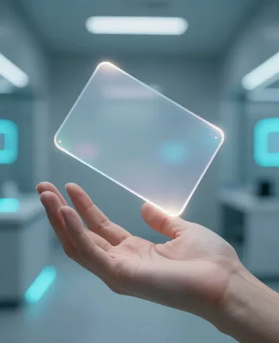 Translucent Tablet Projection in Futuristic Hand - Technology - AI generated image