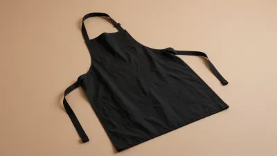 Black Apron with Tied Straps Flat Lay - Apron - AI generated image