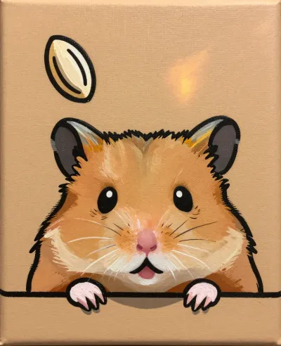 Golden Hamster with Glossy Seed - Animal - AI generated image