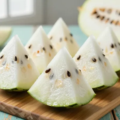 Triangular White-Fleshed Watermelon Slices Pastel Look - Fruit - AI generated image