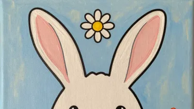 Bunny Ears with Daisy on Canvas - Animals - AI generated image