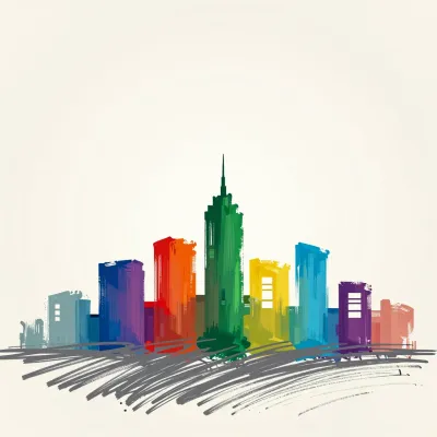 Colorful Abstract City Skyline Dreamy - Architecture - AI generated image