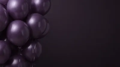 Royal Velvet Purple Balloons Clustered in Soft Light - Event - AI generated image