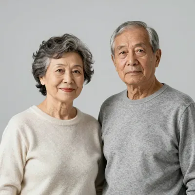 Elderly Couple Standing Together Softly Lit - Portrait - AI generated image