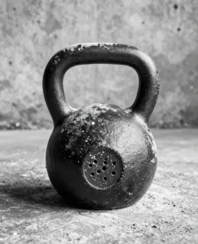 Chalked Kettlebell Textured Surface - Fitness - AI generated image