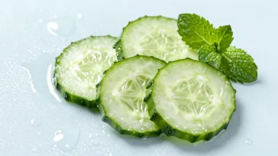 Sliced Cucumbers and Mint Cooling - Food - AI generated image