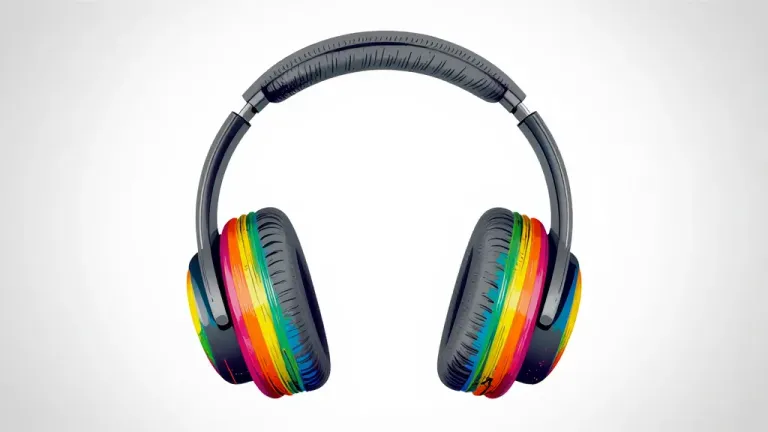 Rainbow Gradient Headphones Glossy Finish - Electronics - AI generated image