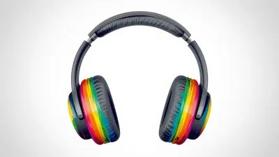Rainbow Gradient Headphones Glossy Finish - Electronics - AI generated image