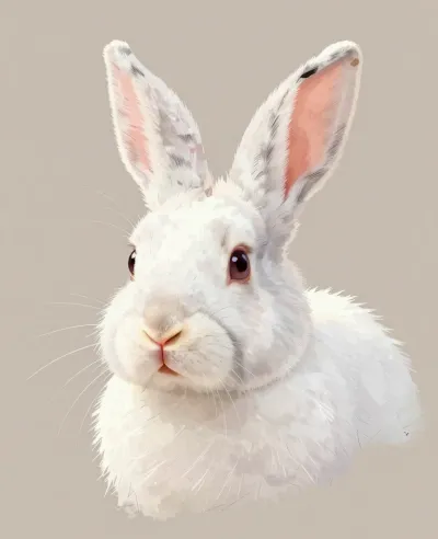 White Rabbit Close-up Soft Fur Detail - Animal - AI generated image
