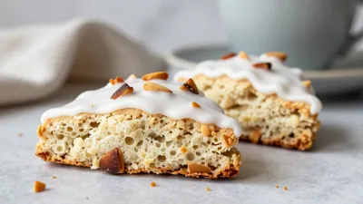 Almond-Iced Scone Textured Interior - Bakery - AI generated image