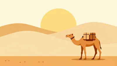 Camel Carrying Supplies in Desert Sunlight - Desert - AI generated image