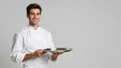 Chef Presenting Silver Platter - Food - AI generated image