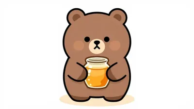 Cartoon Bear Drinking Honey - Cartoon - AI generated image