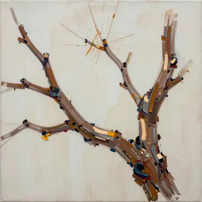 Burnt Mechanical Tree Branches Radiating Outward - Abstract - AI generated image