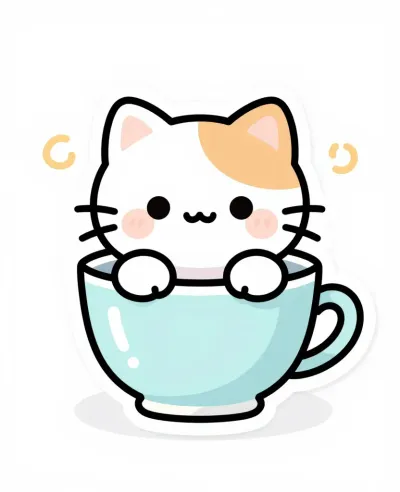 Kitten in Teacup Softly Lit - Animals - AI generated image