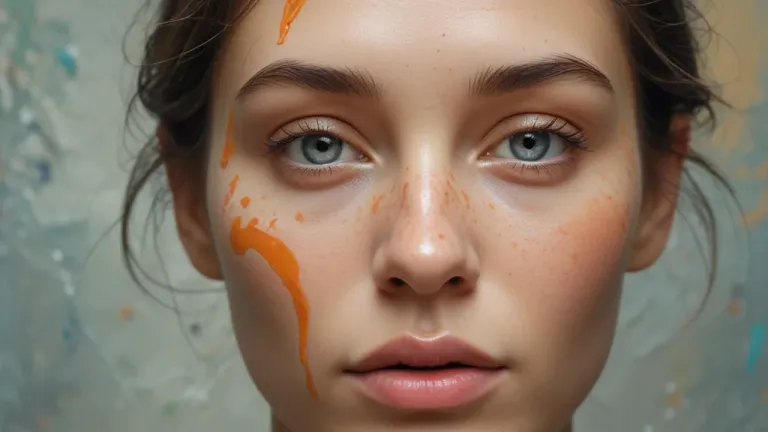 Face with Dripping Orange Substance - Portrait - AI generated image