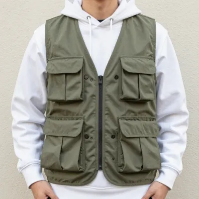 Olive Utility Vest with Multiple Pockets - Fashion - AI generated image